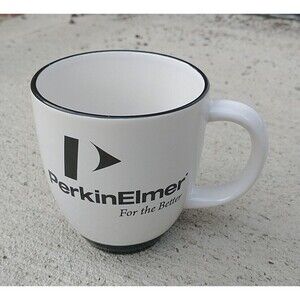 Perkin Elmer Instruments Coffee Tea Cup Mug White Black Logo Pharmaceutical